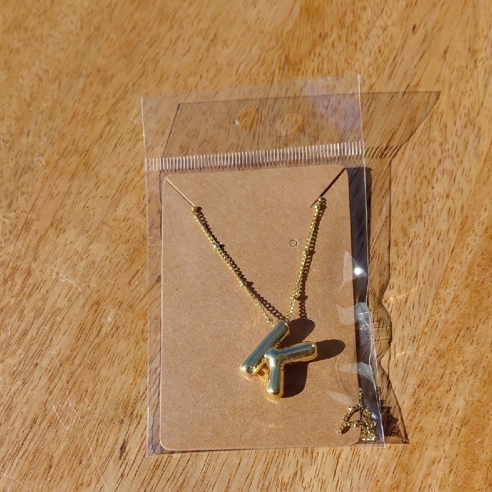 Gold Trendy Bubble Letter Necklace